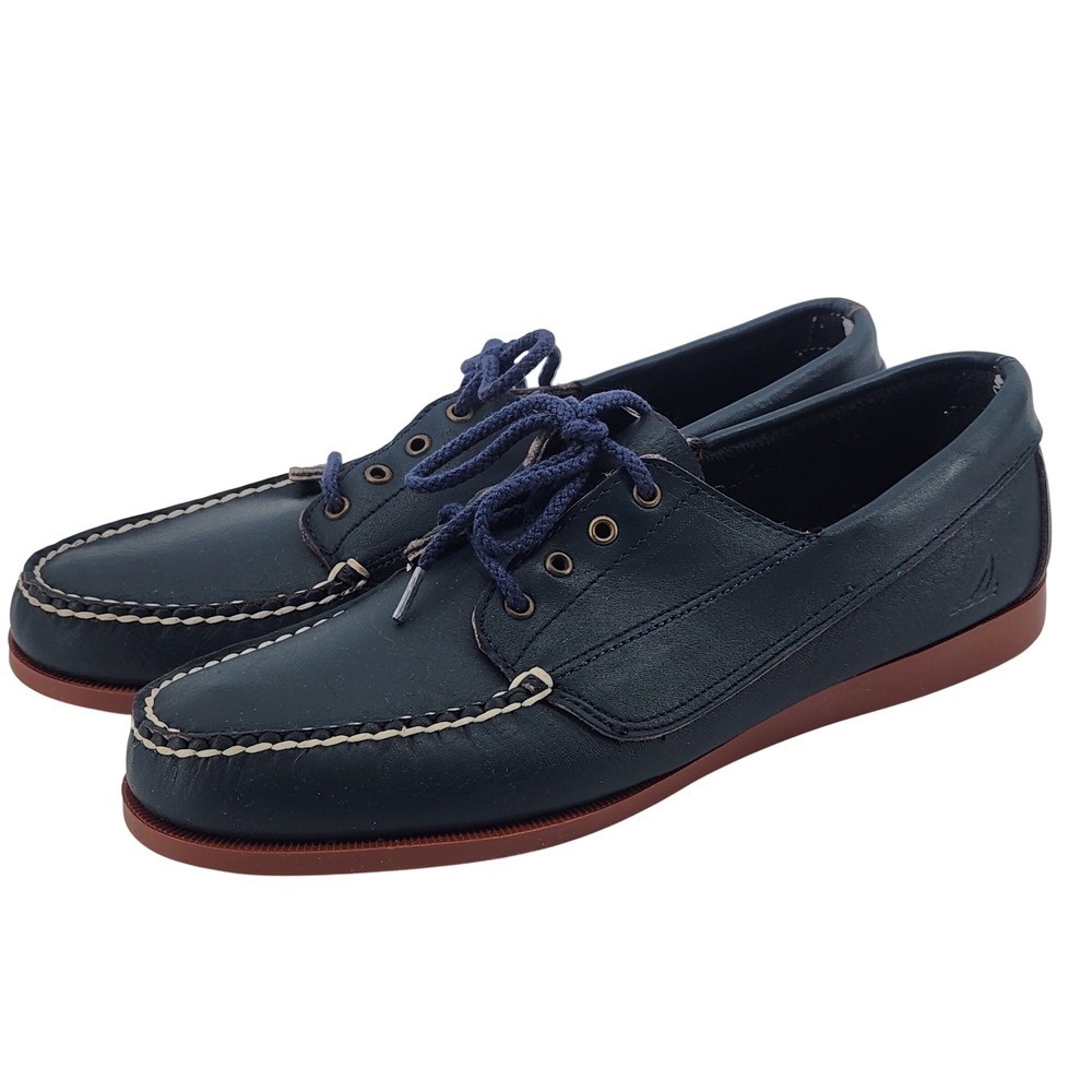 Sperry Top-Sider Boat Shoes Women 6.5 Navy Blue Leather Classic Nautical Preppy